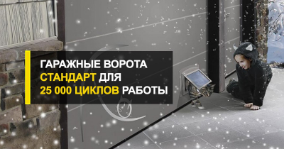  Гаражные ворота стандарт для 25 000 циклов работы.